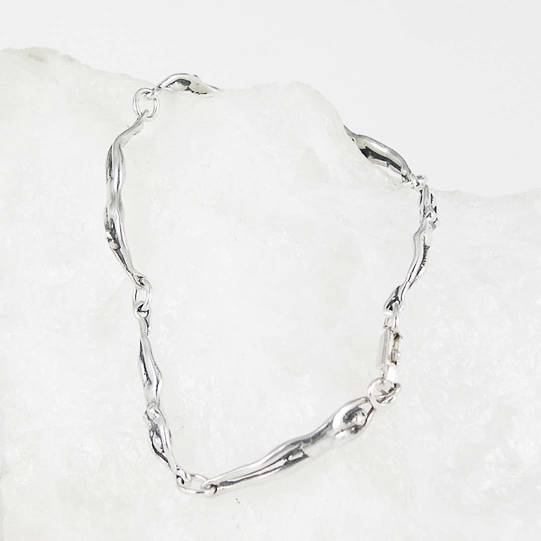 Man/Woman Link Bracelet-Silver 