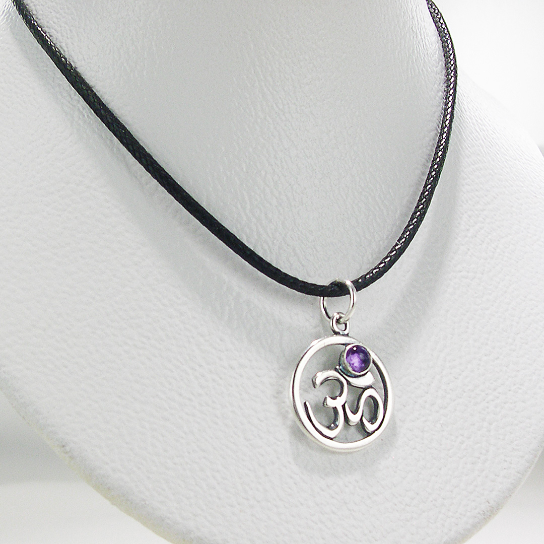 Om Necklace with Gemstone - Jane Iris Designs